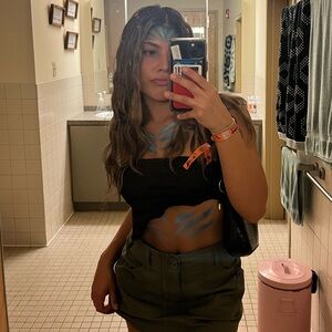 brown asymetric bandeau top